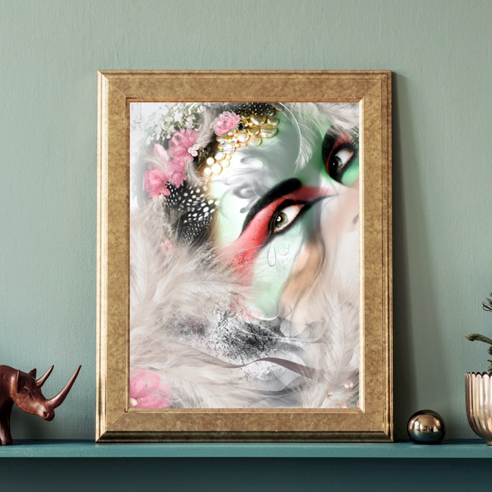 “Tear Drop” Woman 8 1/2”x11” Handcrafted Digital Art Print Frame Not Included